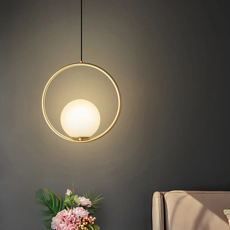 Horace - E27 LED bulb contemporary round glass suspended light