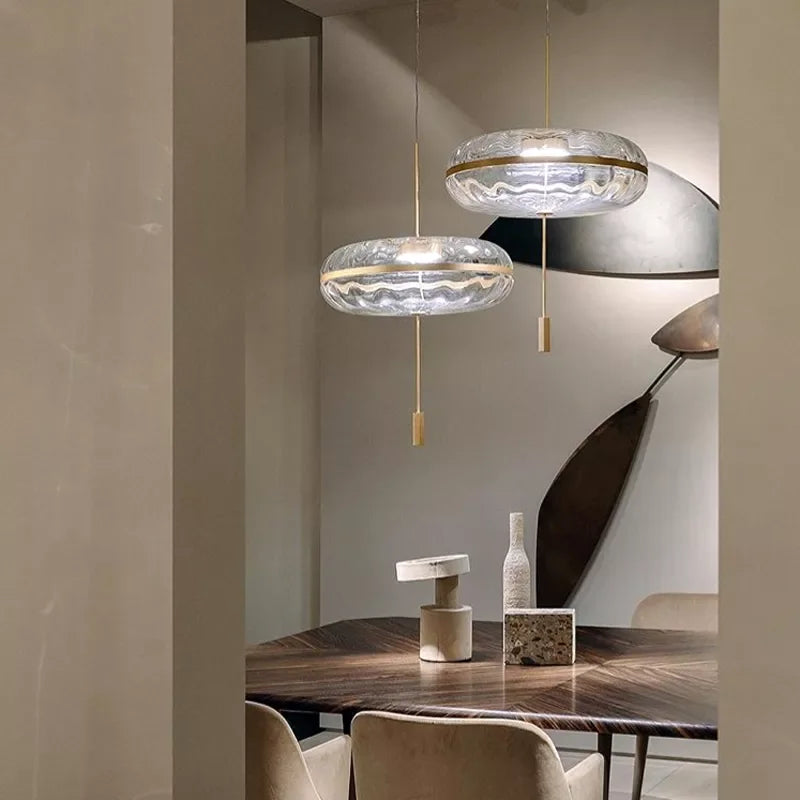 Mahad - Built in LED contemporary round glass suspended light