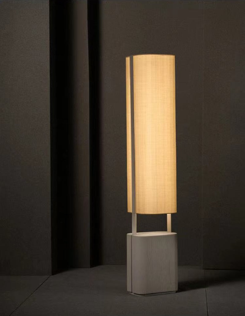 Ryker - E27 LED bulb contemporary stone and fabric floor lamp