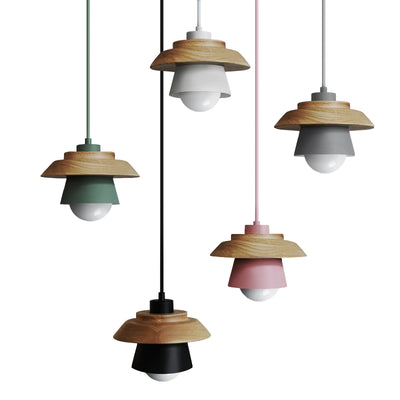 Molly - E27 LED bulb modern colorful wooden suspended light