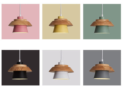 Molly - E27 LED bulb modern colorful wooden suspended light