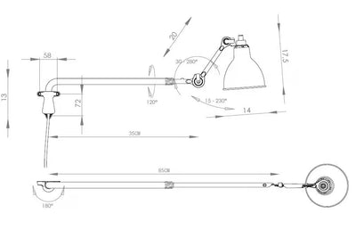 Kaiser - E27 LED bulb modern adjustable wall light
