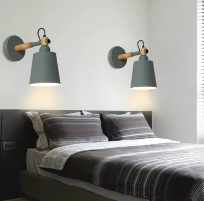 Reid - E27 LED bulb modern colorful wooden wall light