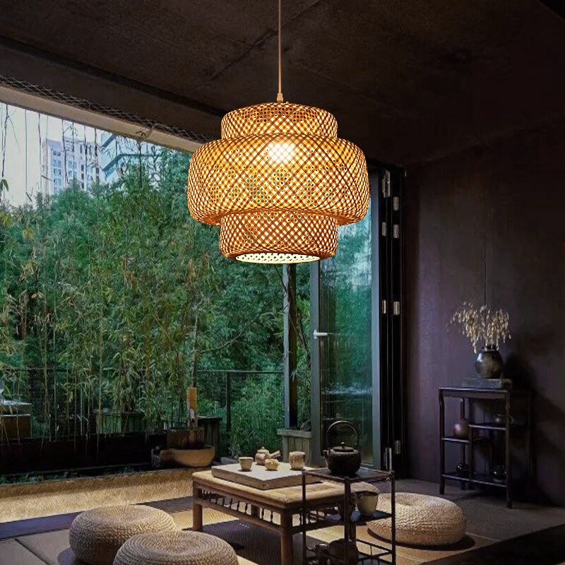 Shabaz - E27 LED bulb bamboo suspended light